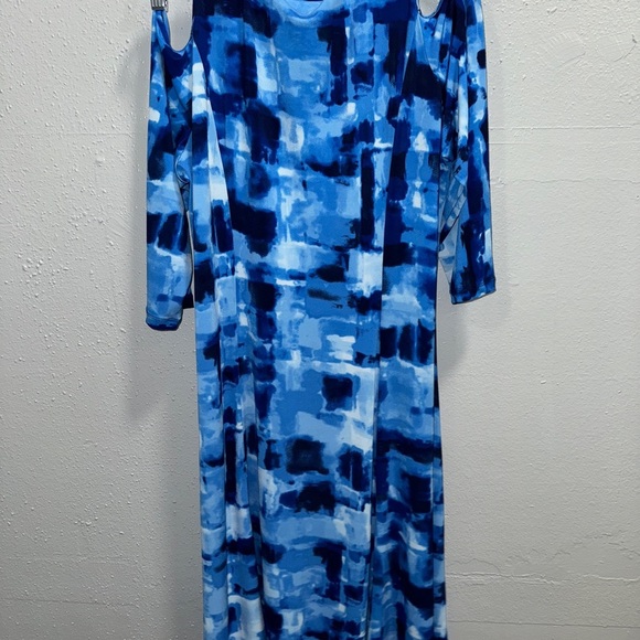 Susan Graver Blue Cold Shoulder Sundress - Picture 4 of 4